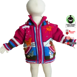 Arpillera peruana ninosninos suetercardigan con bordadoapplique work Medidas de 1 2