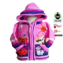 Hecho a mano arpillera peruana ninos ninos sueter