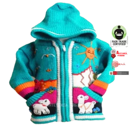 Hecho a mano arpillera peruana ninos ninos sueter