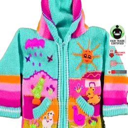 Sueter peruano de arpillera para ninos Chaqueta de lana