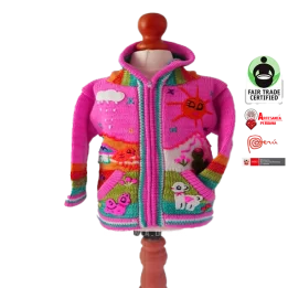 Arpillera peruana hecha a mano para ninos sueter para
