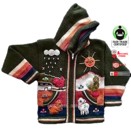 Sueter peruano de arpillera para ninos Chaqueta de lana
