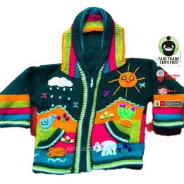 Sueter peruano de arpillera para ninos Chaqueta de lana