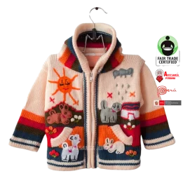 Sueter peruano de arpillera para ninos Chaqueta de lana