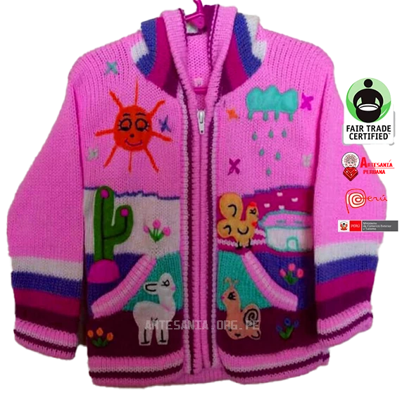 Sueter peruano de arpillera para ninos Chaqueta de lana
