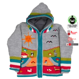 Cardigan Chompa de niño Arpillerado color gris