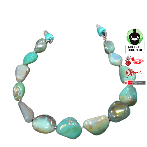 Abalorios de opalo azul peruano con revestimiento AB metalico abalorios