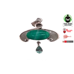 Colgante de Opalo Azul Peruano Genuino y Topacio Azul