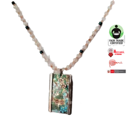 Collar de latas recicladas Calcedonia y opalo amarillo peruano