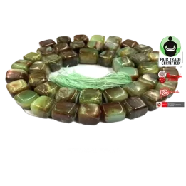 Cuentas de forma de cubo de opalo peruano liso Natural