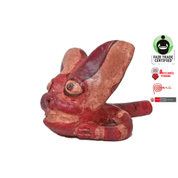 Flauta silbato peruana andina Pintada a mano