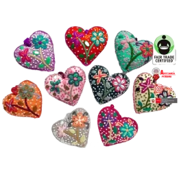 Juego de 12 adornos navidenos de corazones de colores flores