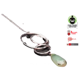 colgante de opalo peruano con tres circulos de plata de
